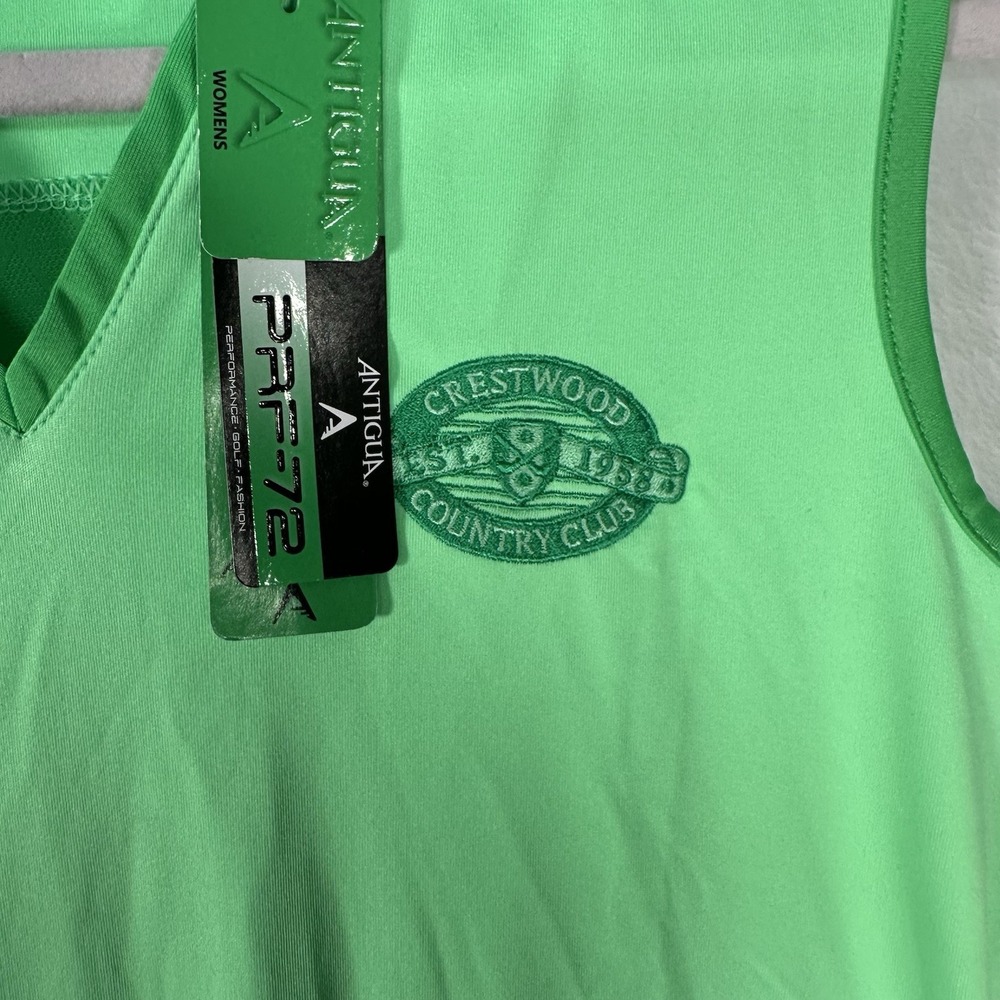 NWT Antigua Golf Polo Shirt Small Green Sleeveless PRF-72 Country Club Preppy - Picture 6 of 10